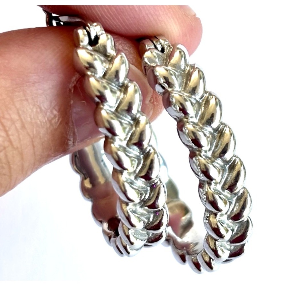 Arthur Court Aluminum Hoop Earrings 1.15 In Oval Braided Discontinued Jewelry